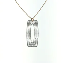 Sterling Silver Sparkle Glitter Rose-Toned Rectangular Pendant Necklace