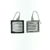 Sterling Silver Square-Shaped Dangle Earrings With A Spiral Glitter Wire Design