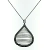 Sterling Silver Tear Shaped Necklace With Spiral Glitter Wire Design Pendant