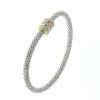 Sterling Silver Tri-Colored (Rose, White and Yellow) Cubic Zirconia Flexible Bangle