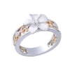 2/tone 14k Plumeria Chandelier Ring with 7 diamonds