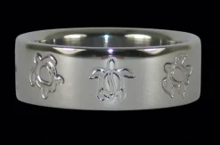 Turtle Engraving Titanium Ring Band