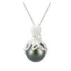 White Gold Octopus Pendant With 13mm Tahitian Pearl & Diamonds
